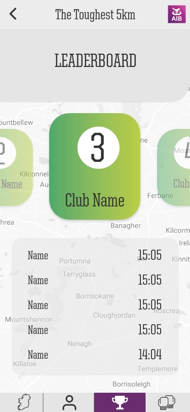 Club leaderboard screen