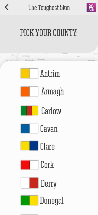County selection onboarding screen