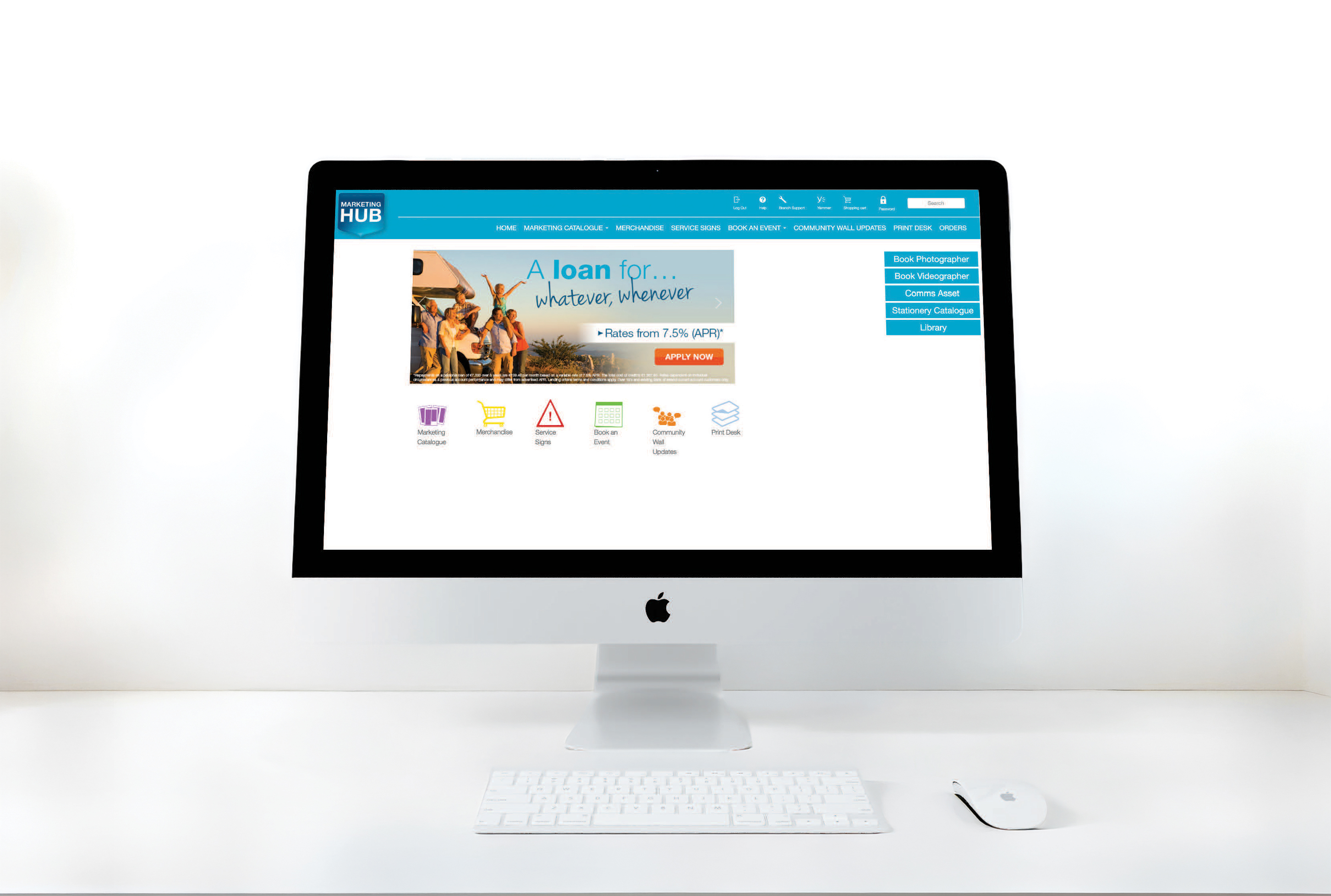 Bank of Ireland Marketing Hub, homepage on iMac