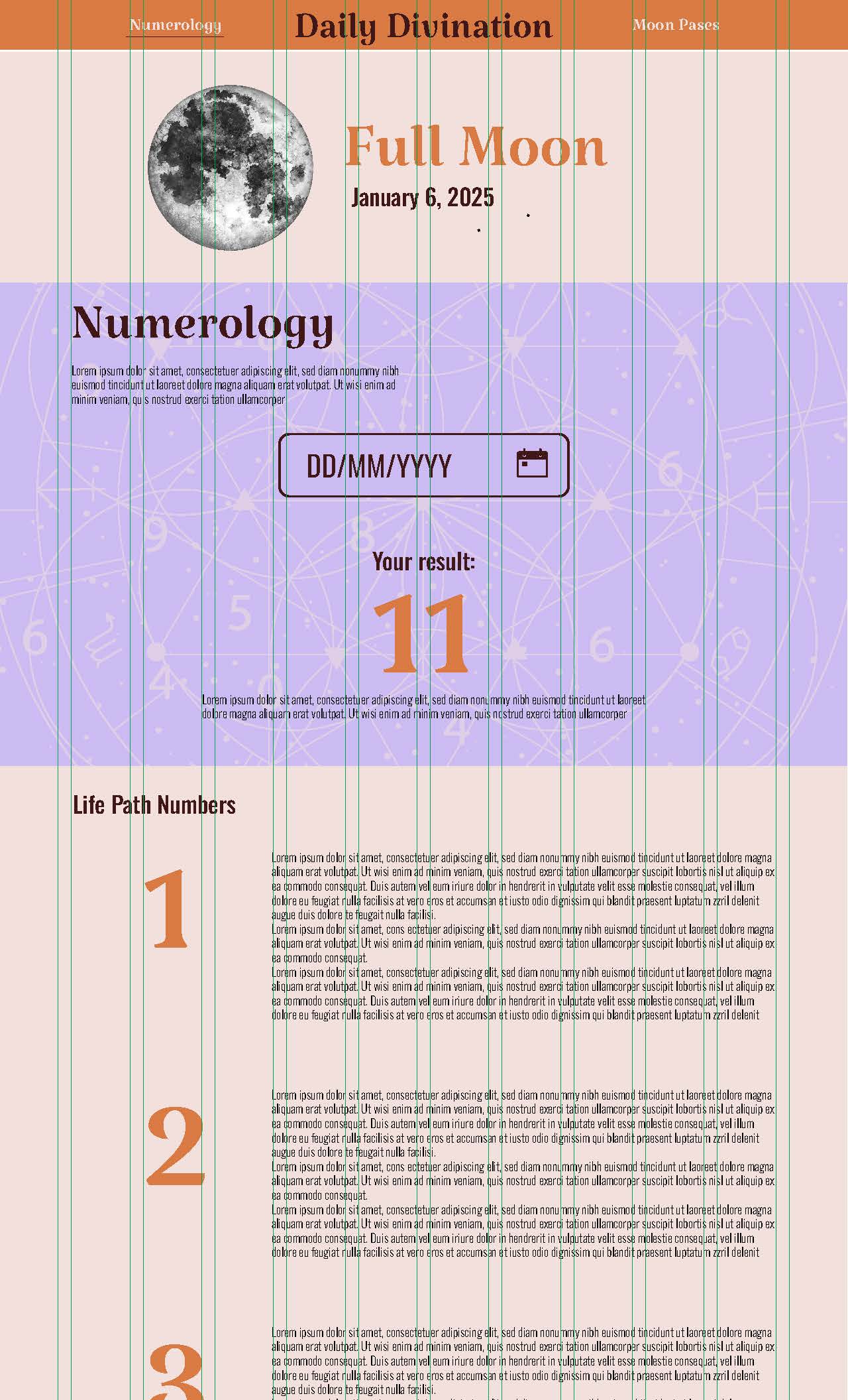 Daily Divination high fidelity Figma designs page 4