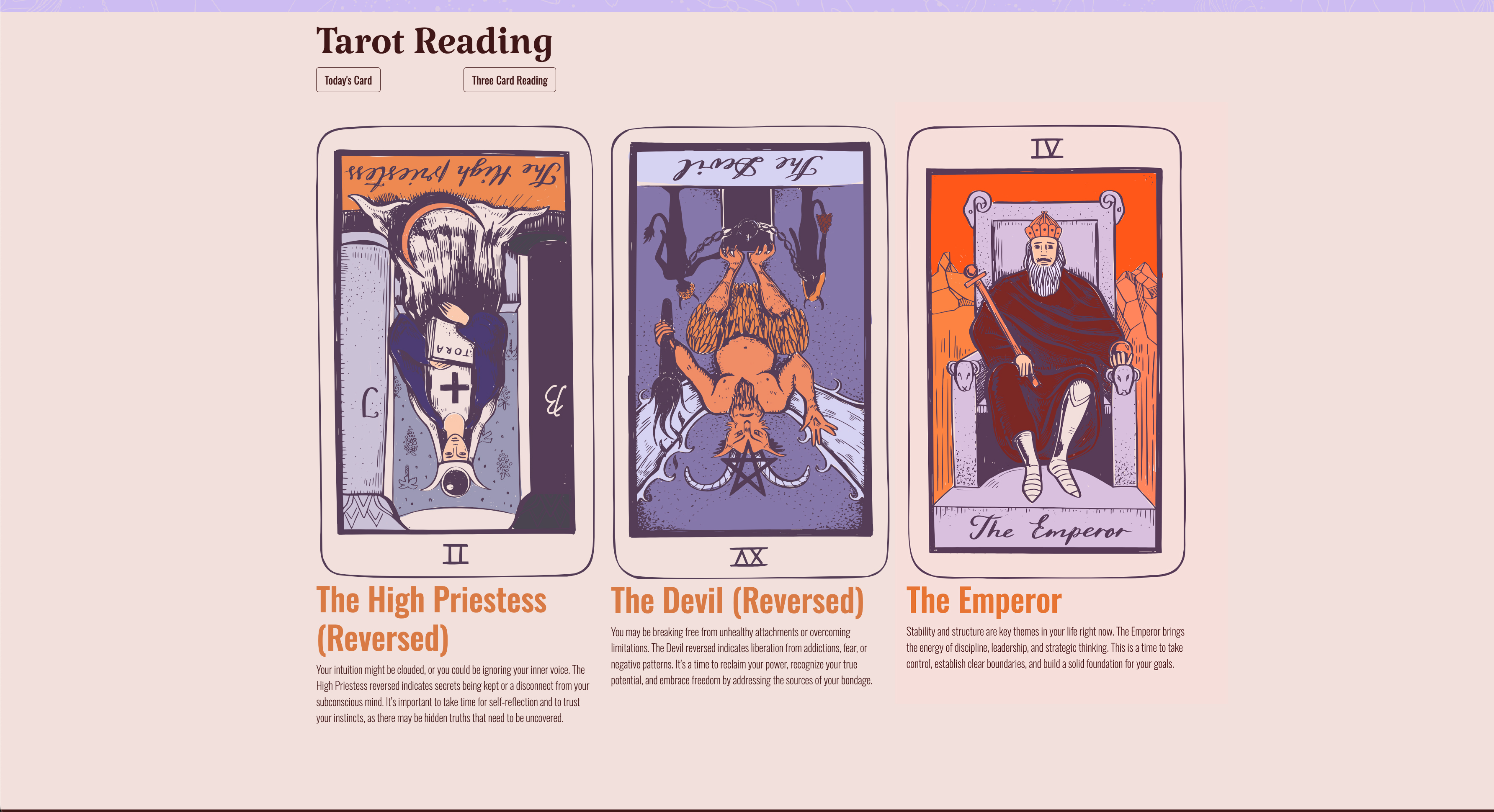 Daily Divination homepage live screenshot