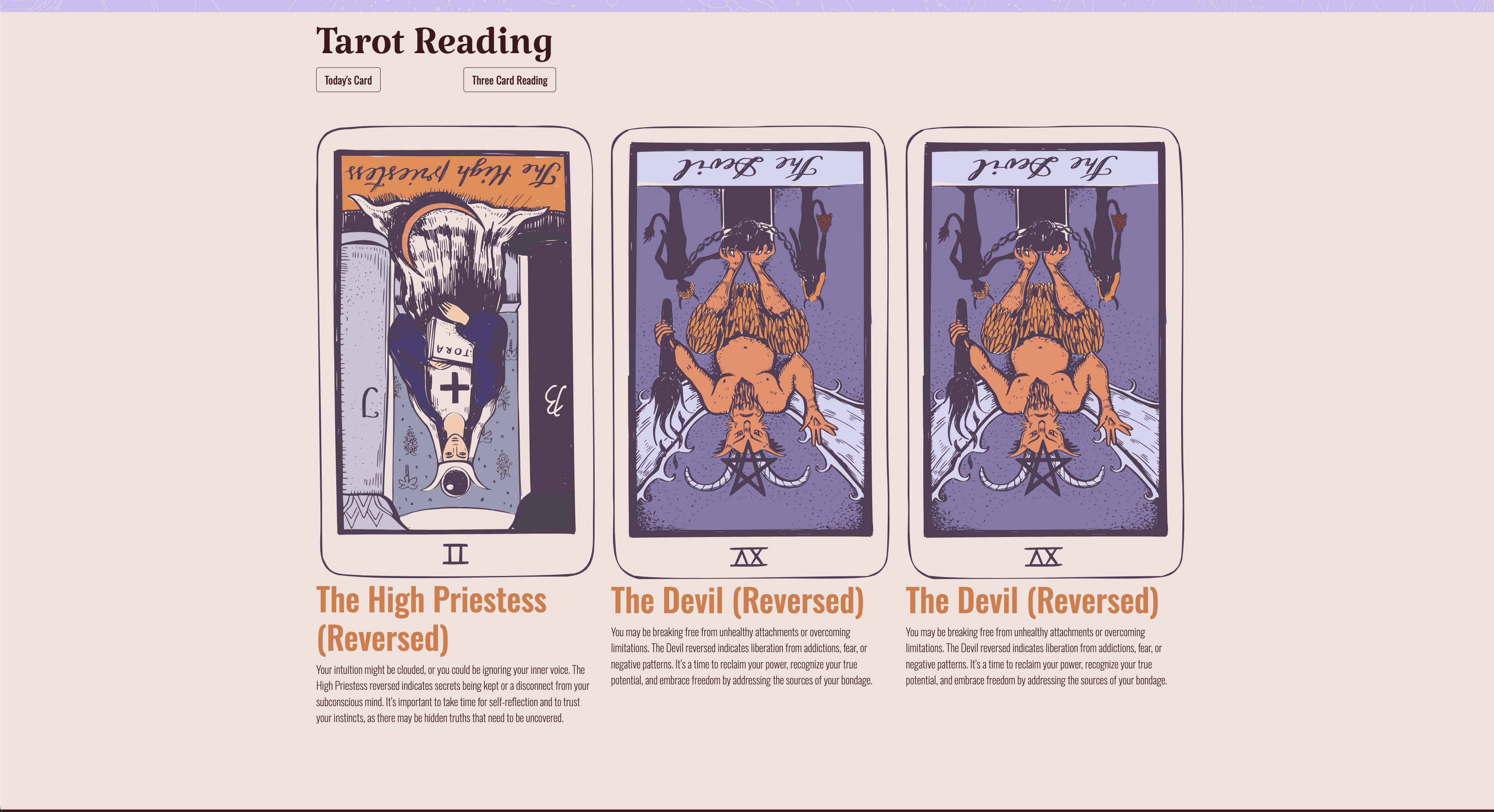 Daily Divination homepage live screenshot
